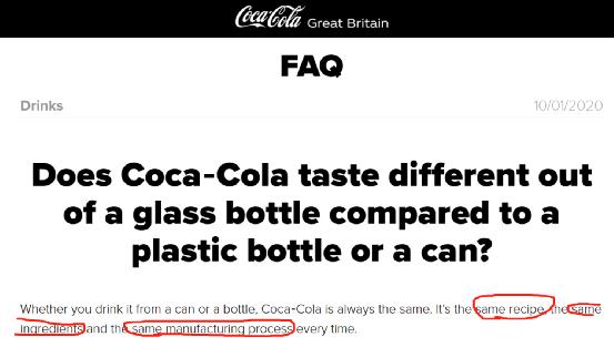 It's all coke: the glass bottle is cool, but the plastic bottle is so bad.